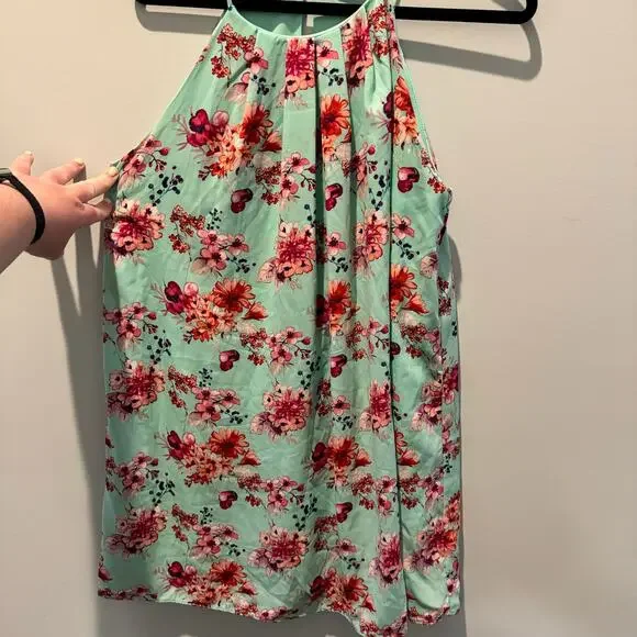 NYMPHE - Romantic Beachy Green Floral Dress | Size L - Picture 5 of 15